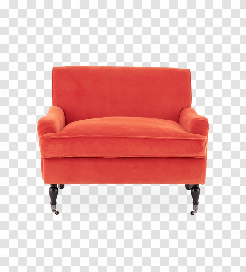 Velvet Chair Footstool Orange Couch - Furniture Transparent PNG