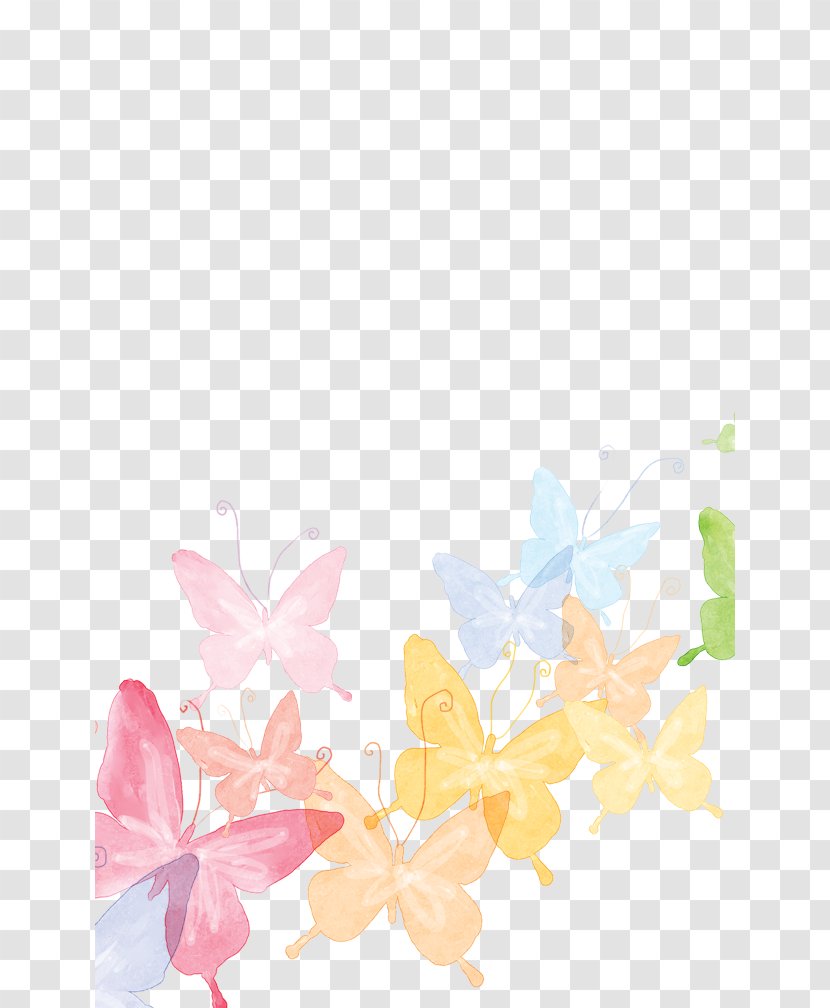 Butterfly Cartoon - Petal - Hand-painted Transparent PNG