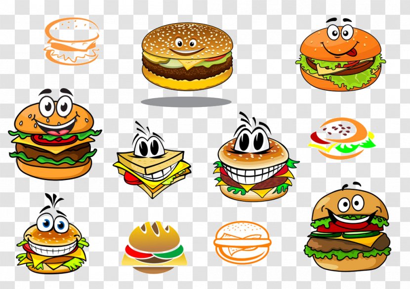 Hamburger Hot Dog Fast Food Shawarma Take-out - French Fries - Cartoon Burger Daquan Transparent PNG