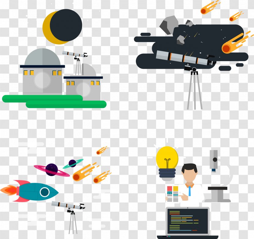Brand Technology Clip Art - Wing - Vector Hand-painted Flat Observation Of Outer Space Transparent PNG