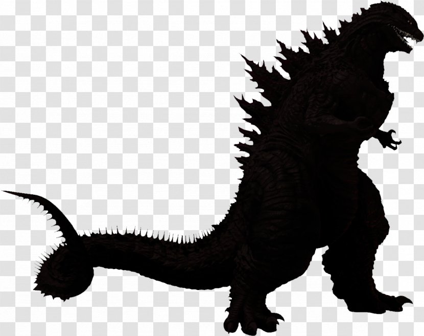 Godzilla Reboot Silhouette Kaiju Clip Art - Black And White Transparent PNG