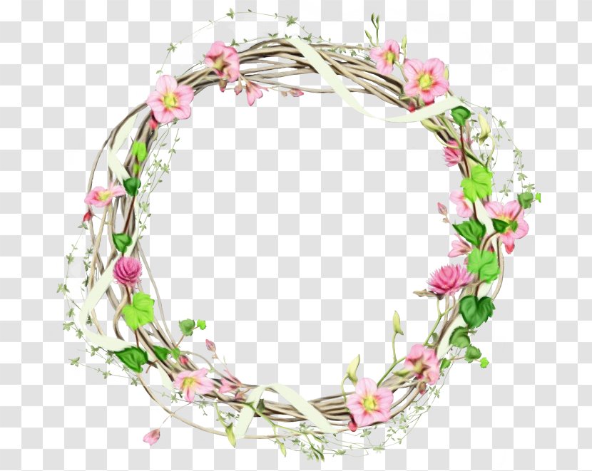 Watercolor Wreath Background - Pink M - Plant Lei Transparent PNG