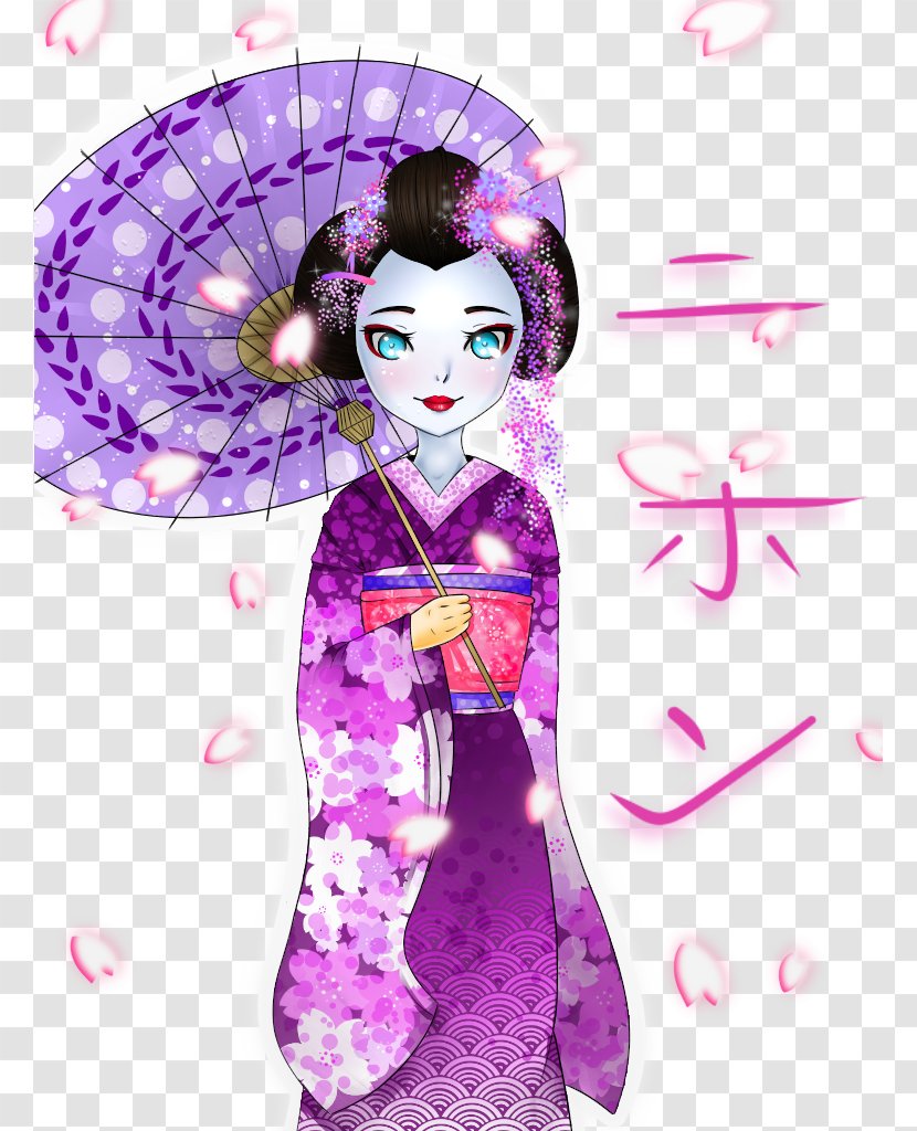 Geisha Umbrella - Violet Transparent PNG