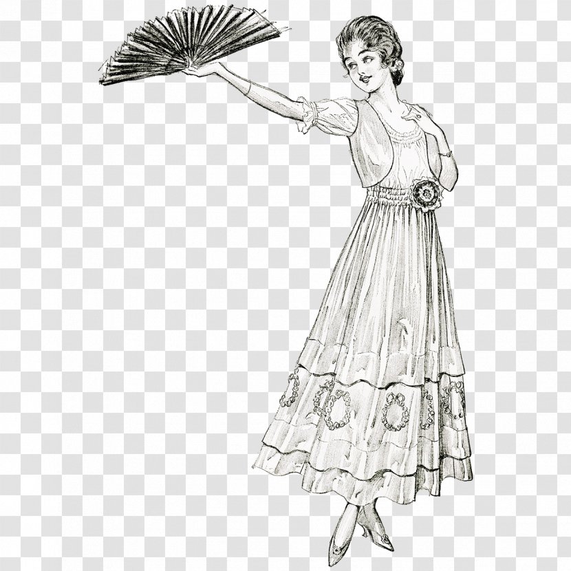 Woman Victorian Era Edwardian Sketch Illustration Transparent PNG