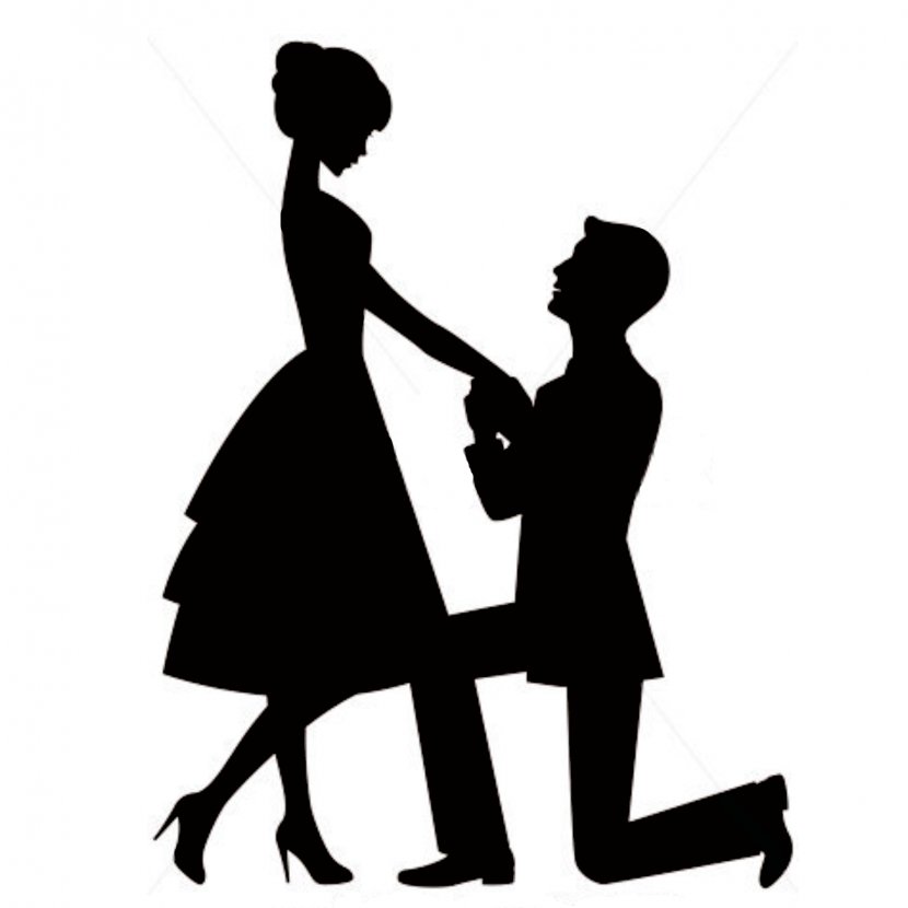 Marriage Proposal Engagement Wedding Cake Topper Silhouette Romance - Bride - Groom Transparent PNG