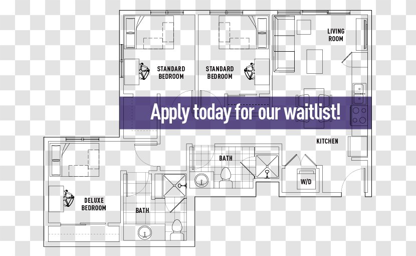 Floor Plan Bedroom Bathroom Blackout - Engineering - Bed Transparent PNG