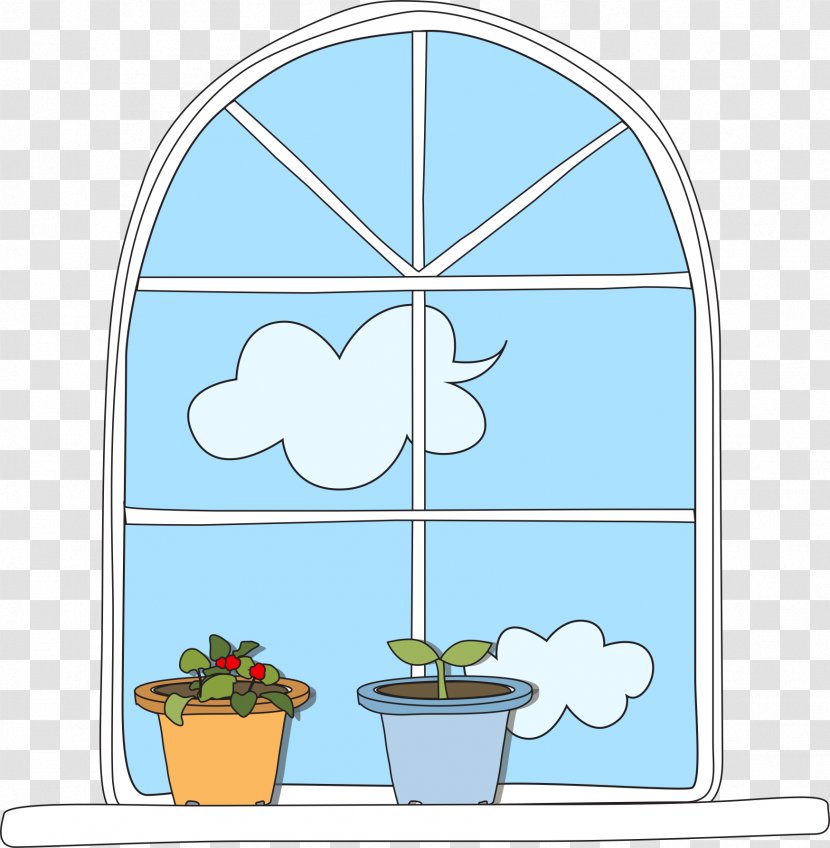 Window Cartoon Illustration - Art - Hand-painted Blue Windows Transparent PNG