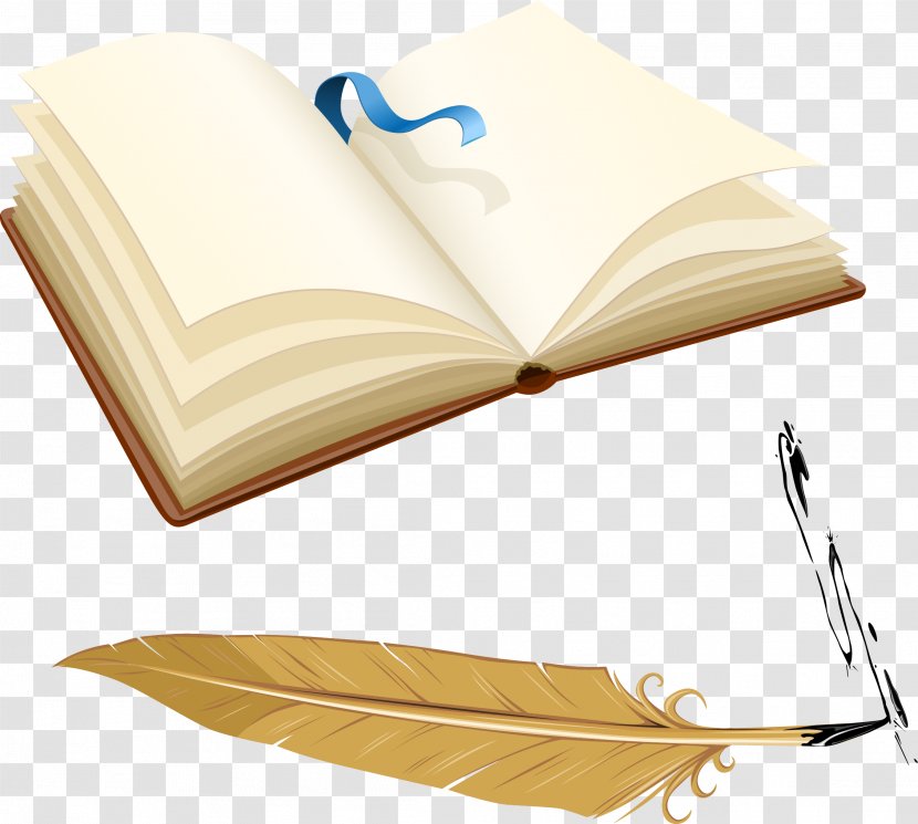 Quill Ink Feather Paper Book - Pens Transparent PNG