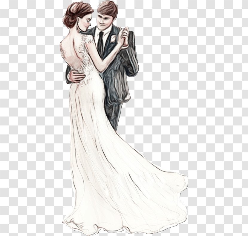 Drawing Wedding Fashion Illustration Watercolor Painting - Gown - Style Transparent PNG