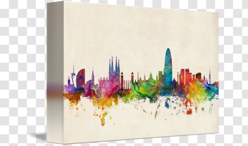 Barcelona Skyline Canvas Print Art Cityscape - Mural Transparent PNG