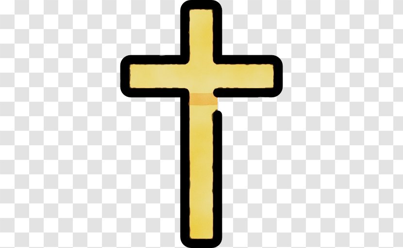 Religious Item Cross Yellow Symbol Line - Wet Ink - Sign Transparent PNG