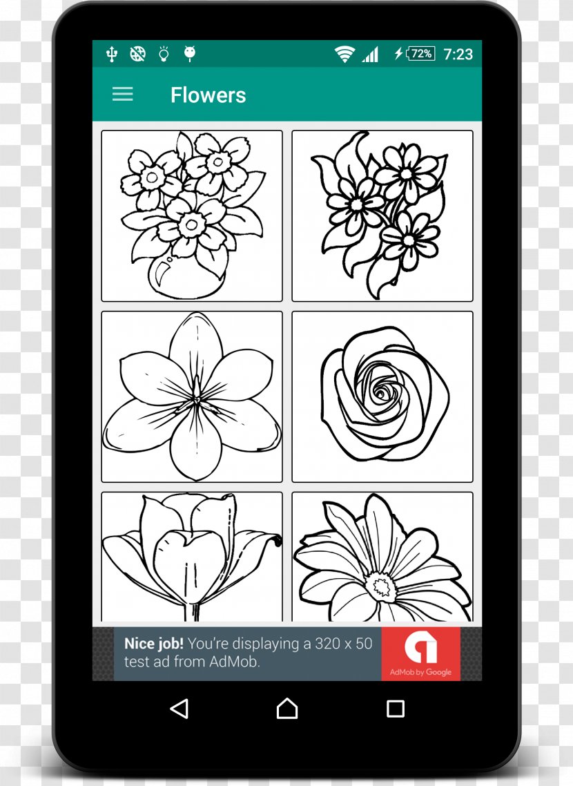 Coloring Book Android Child Flower - Text - Menu Transparent PNG