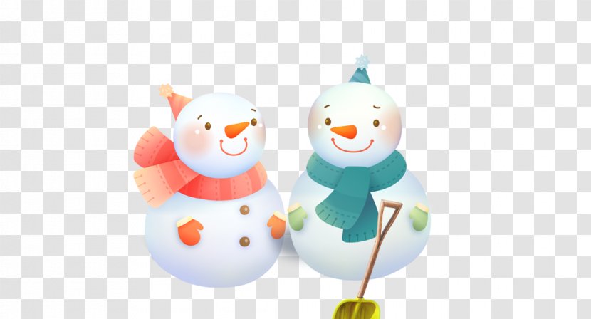 Snowman Winter Illustration - Christmas Ornament - One Pair Of Transparent PNG