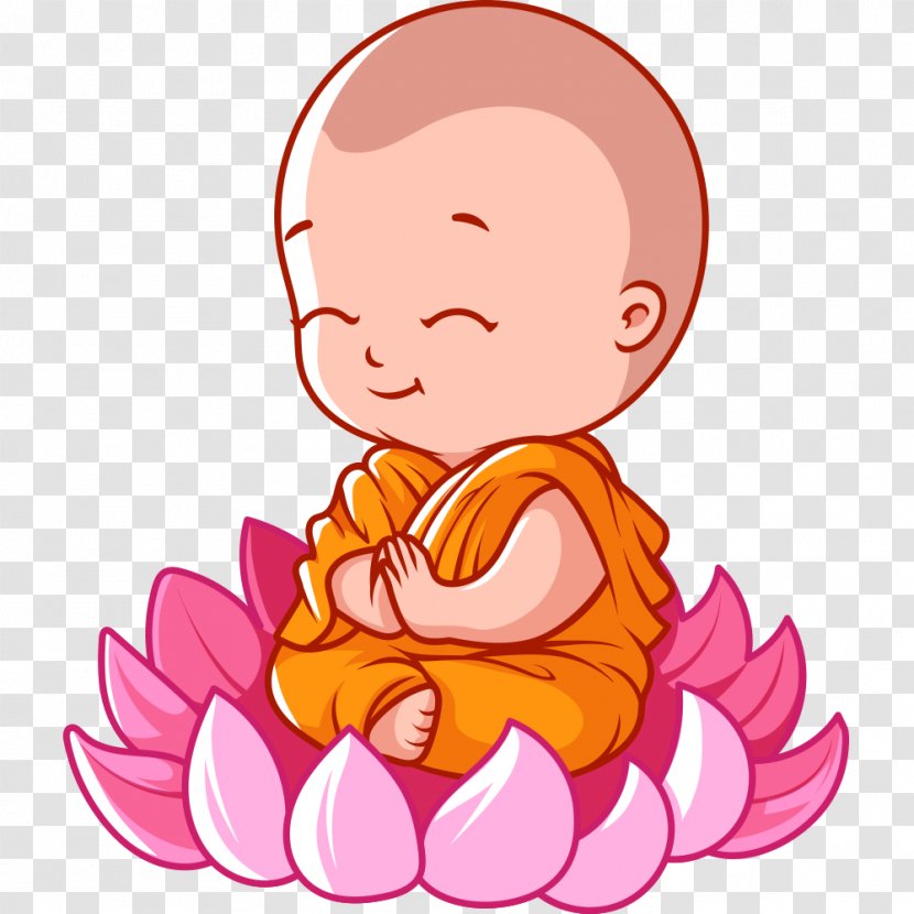 Buddhism Cartoon Buddha's Birthday Vesak - Flower - Monk Lotus Seat Transparent PNG