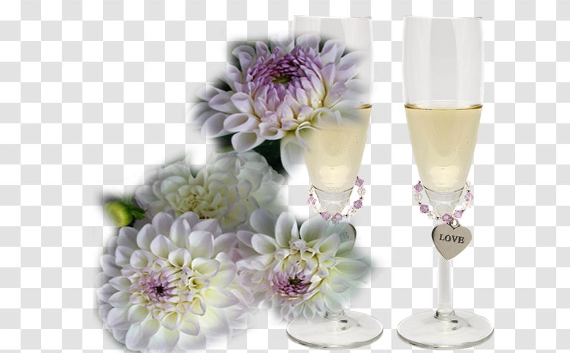 Wine Glass Champagne - Floral Design Transparent PNG