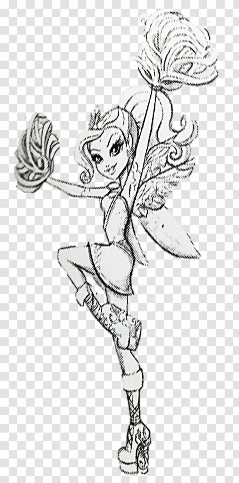 Ever After High Rapunzel Cheshire Cat Fairy Godmother Sketch - Tree - Sleeping Beauty Transparent PNG