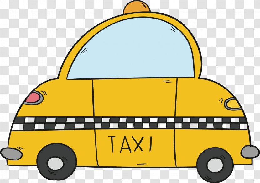 Taxi Car Icon - Compact - Yellow Cute Transparent PNG
