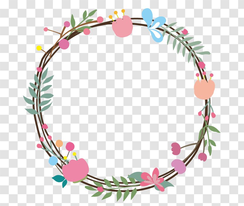 Flowers And Leaves Circle Frame. - Leaf - Branch Transparent PNG