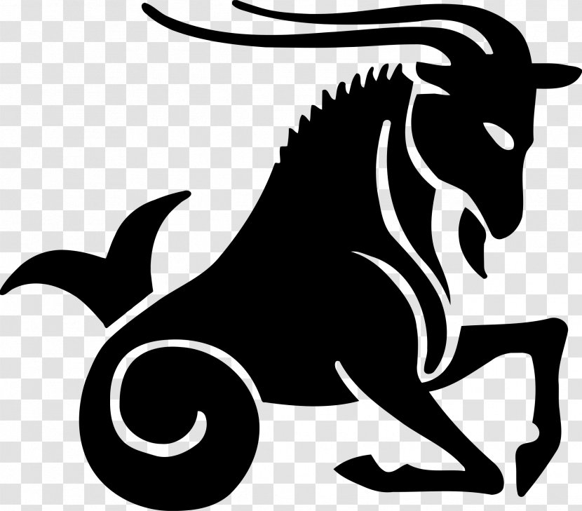 Capricorn Clip Art - Black And White - Picture Transparent PNG