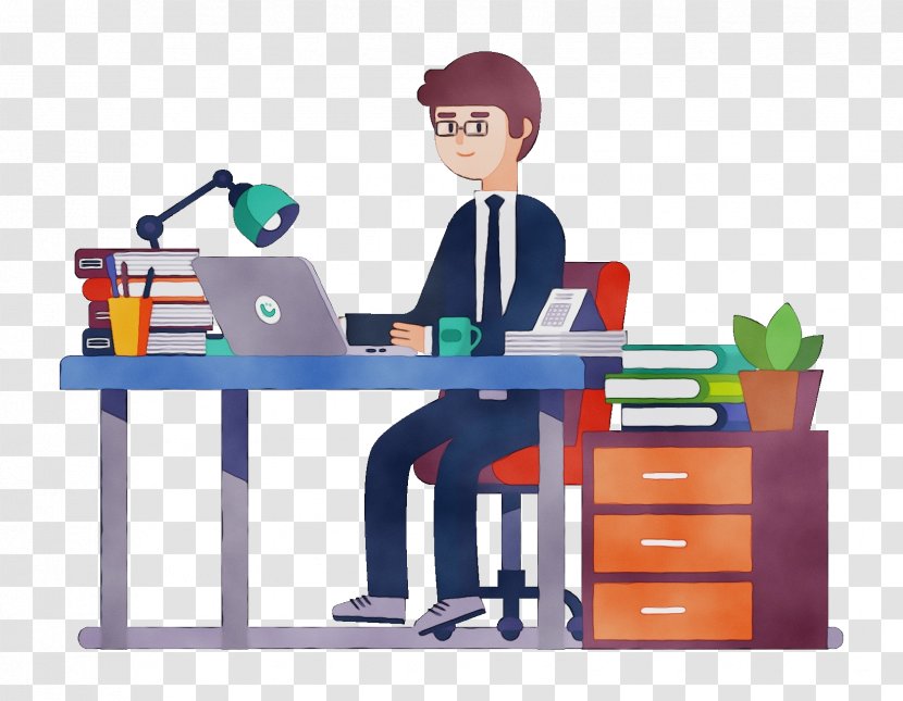 Desk Furniture Cartoon Table Computer - Employment - Job Transparent PNG