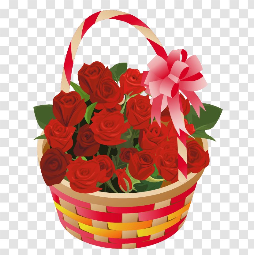 Rose Basket Clip Art - Valentine S Day - Roses Clipart Transparent PNG