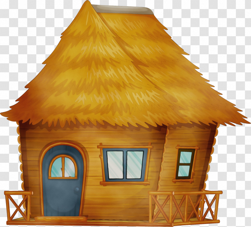 Yellow Roof House Hut Home Transparent PNG