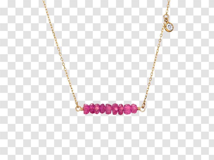 Necklace Gemstone Bead Magenta Body Jewellery - Chain Transparent PNG