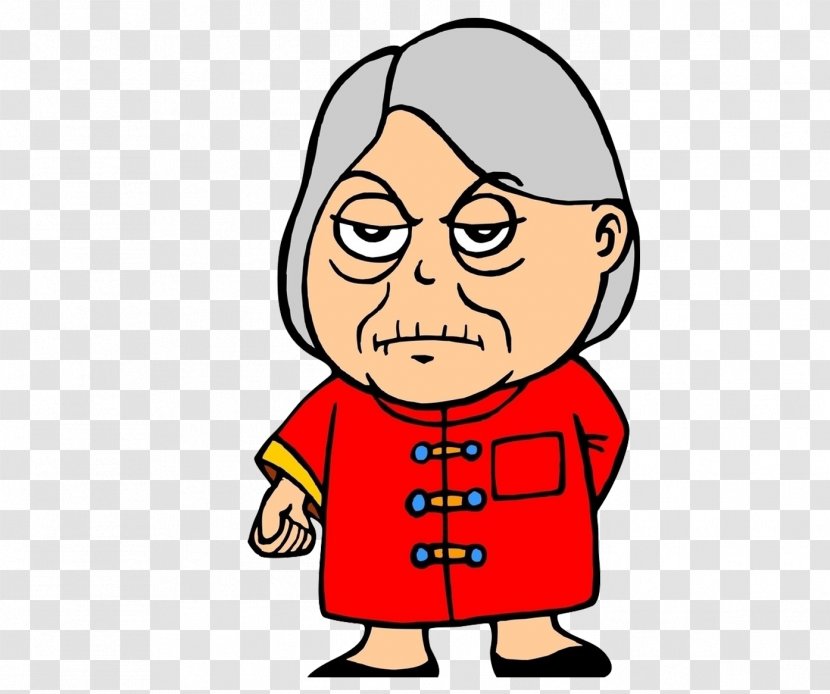 Old Age Cartoon Animation - Red Dress Lady Transparent PNG