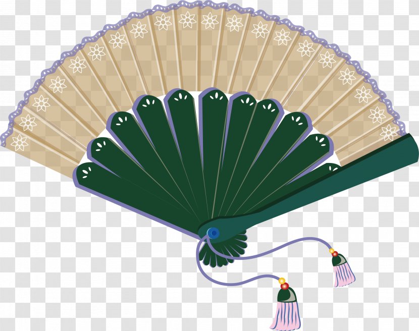 Hand Fan Paper U8475u6247 - Green - Vector Material Transparent PNG