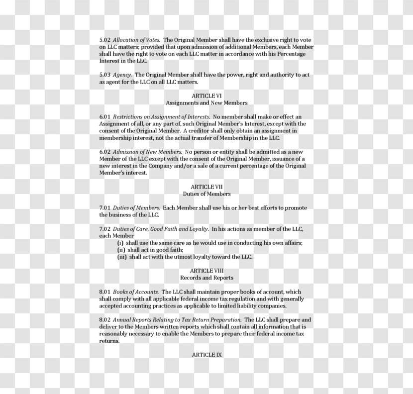 Operating Agreement Limited Liability Company Contract Business Paper - Form Transparent PNG