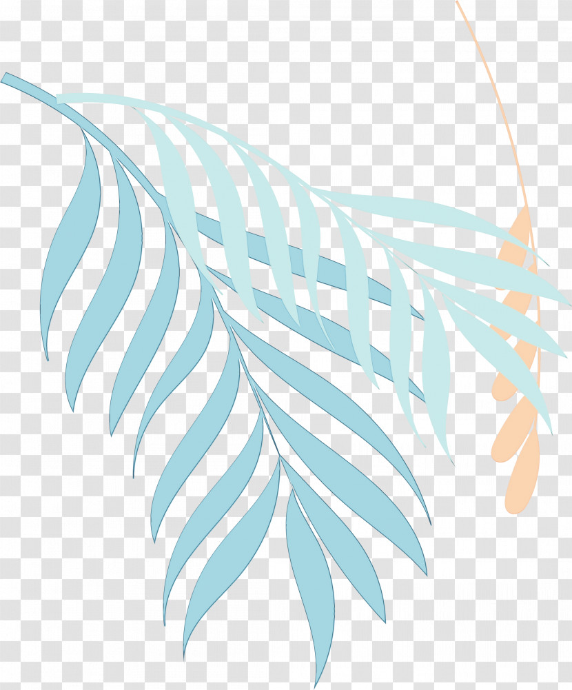 Leaf M-tree Line Pattern Turquoise Transparent PNG