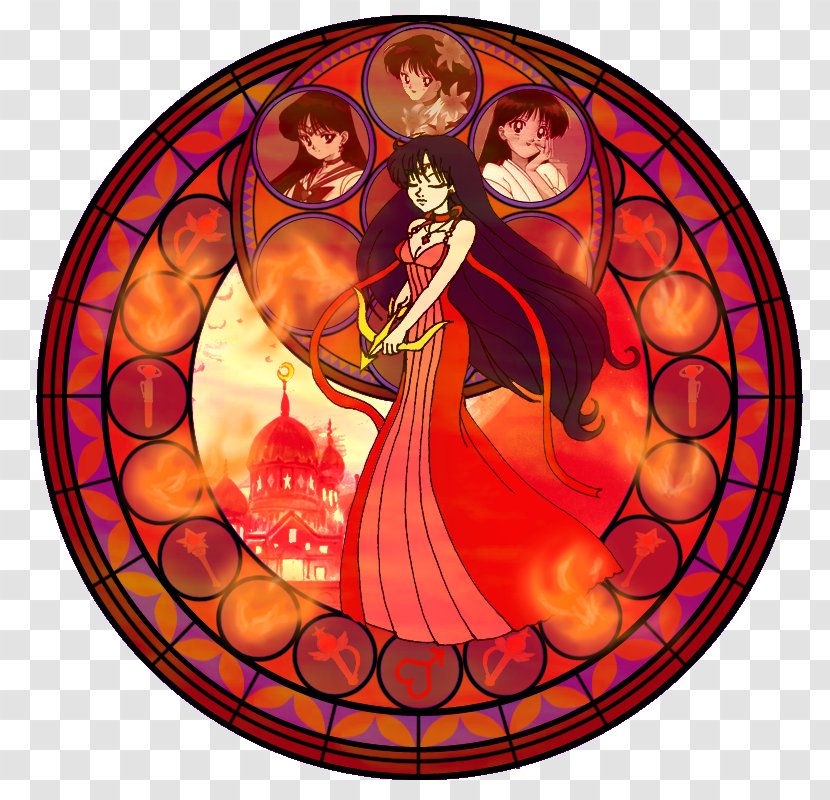 Stained Glass Sailor Mars Moon - Watercolor Transparent PNG