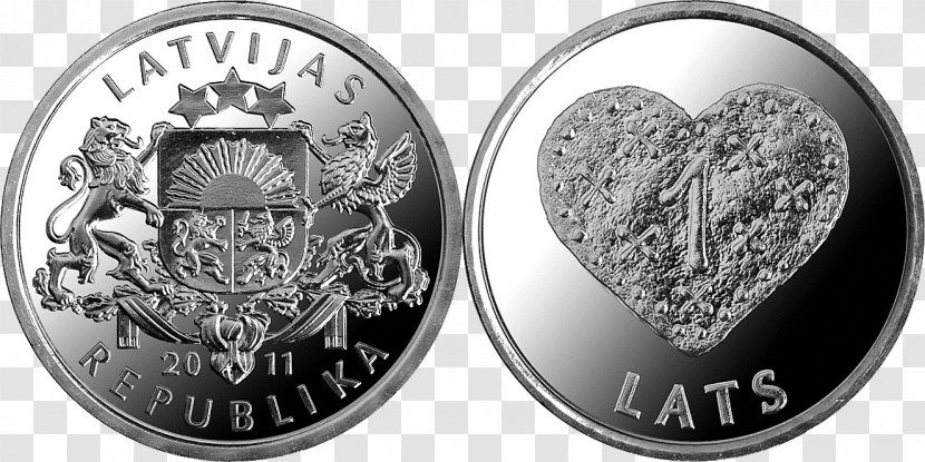 Latvian Lats 5 Coin Numismatics - Euro Coins Transparent PNG