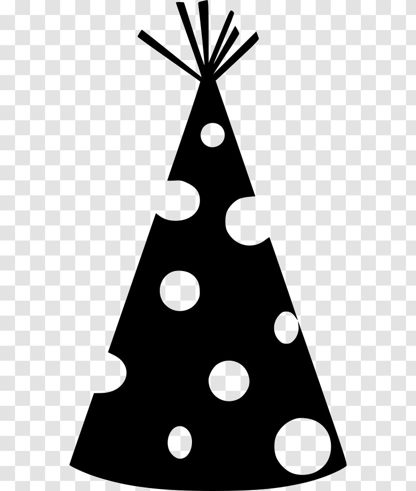 Party Hat Christmas Clip Art - Black And White Transparent PNG