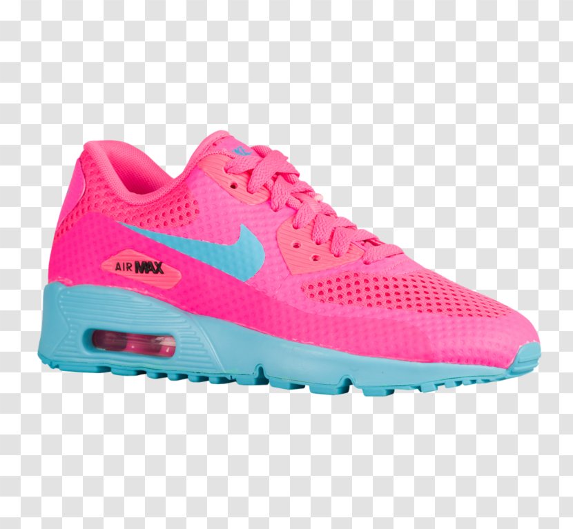 Sports Shoes Girls Nike Air Max 90 Shoe - Grade School Pink Blast/Black/Gamma Blue 2007 Black Multi Youths Trainers 4Y USBaby Foot Locker Transparent PNG