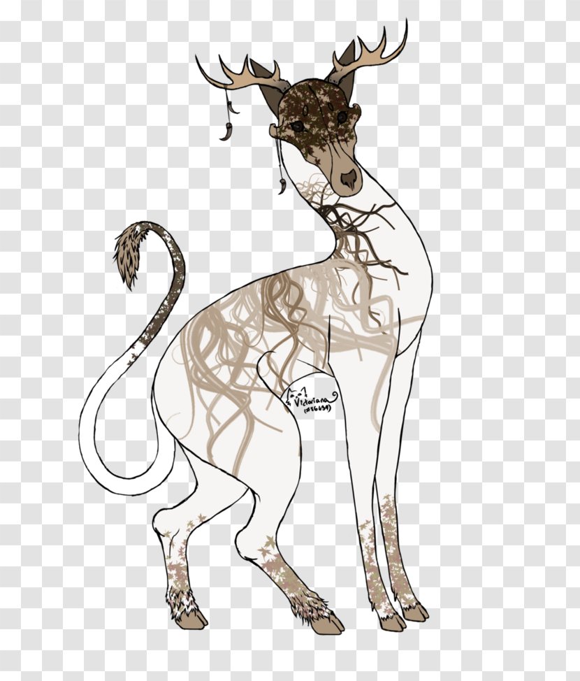 Reindeer Giraffe Antelope Mammal - Art Transparent PNG
