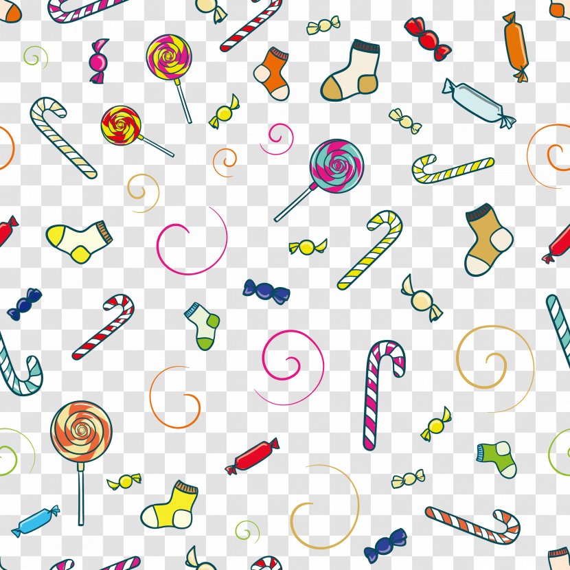 Candy Cane Liquorice Cotton Lollipop - Symbol - Cute Hand Painted Socks Shading Background Vector Transparent PNG