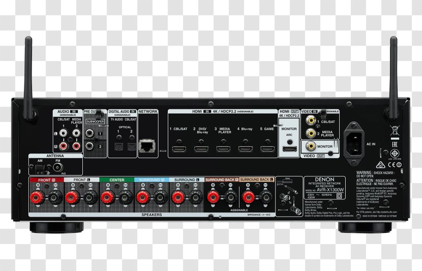 AV Receiver Denon AVR-X1300W Surround Sound Audio - Av - Avrx1300w Transparent PNG