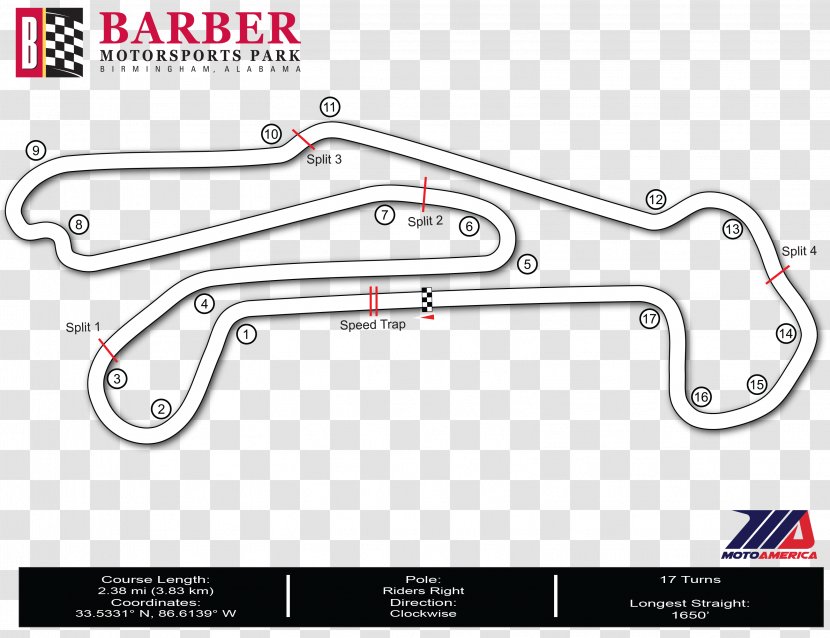 Barber Motorsports Parkway Race Track Line Angle - Automotive Window Part - Barbers Map Transparent PNG
