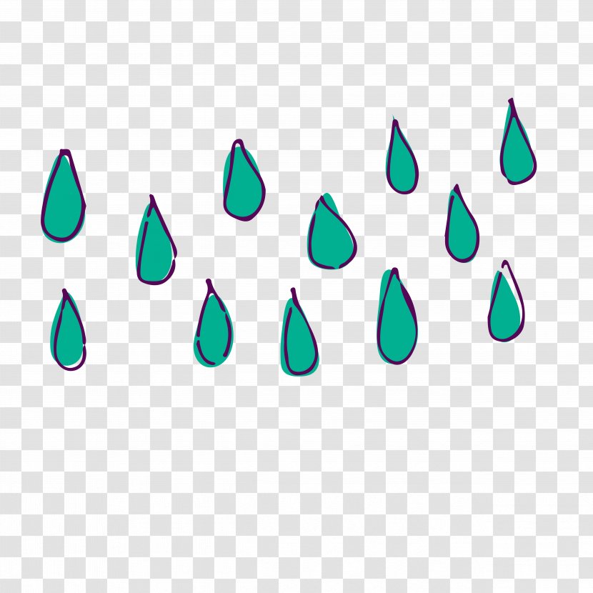 Cartoon Drawing Rain - Aqua - Raindrop Material Transparent PNG