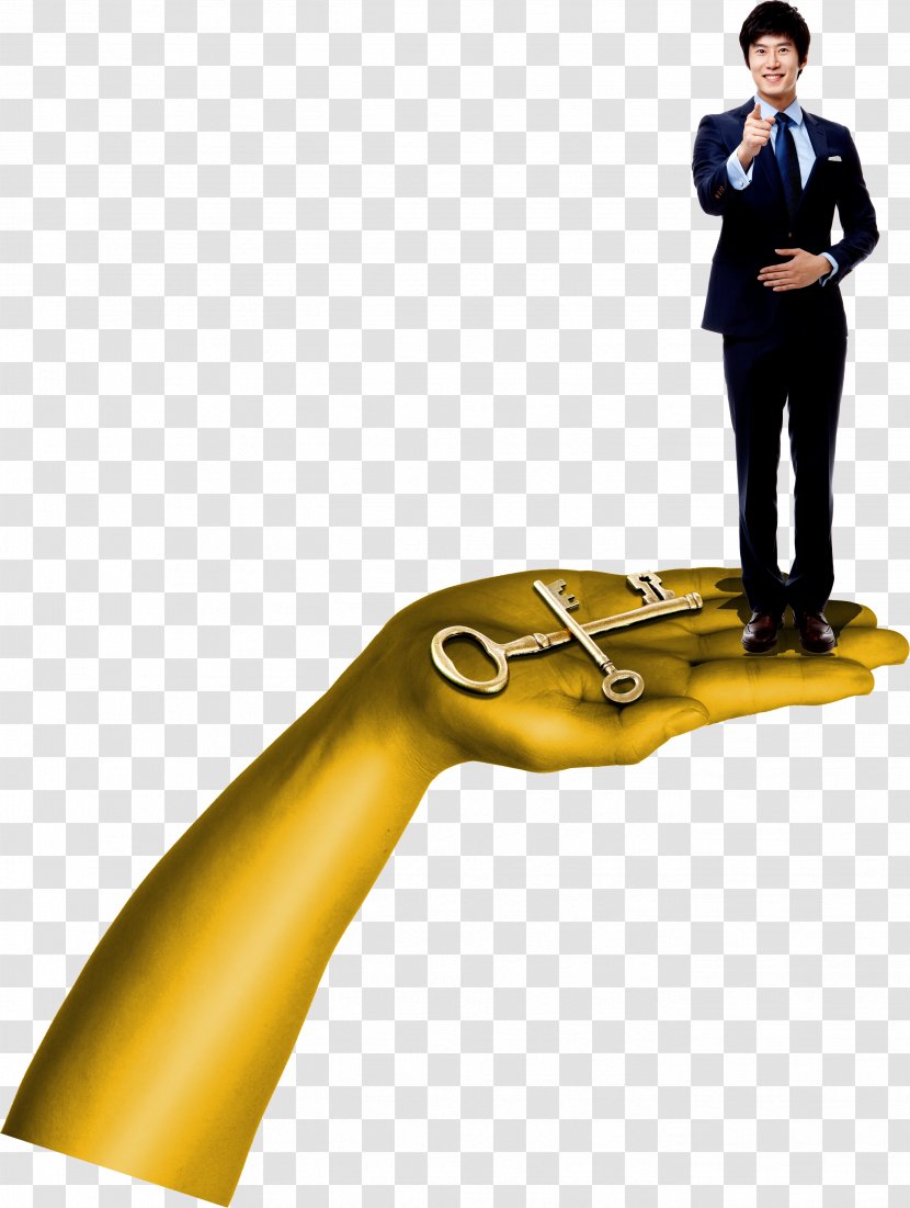 Commerce Businessperson - Yellow - Man On Palm Transparent PNG