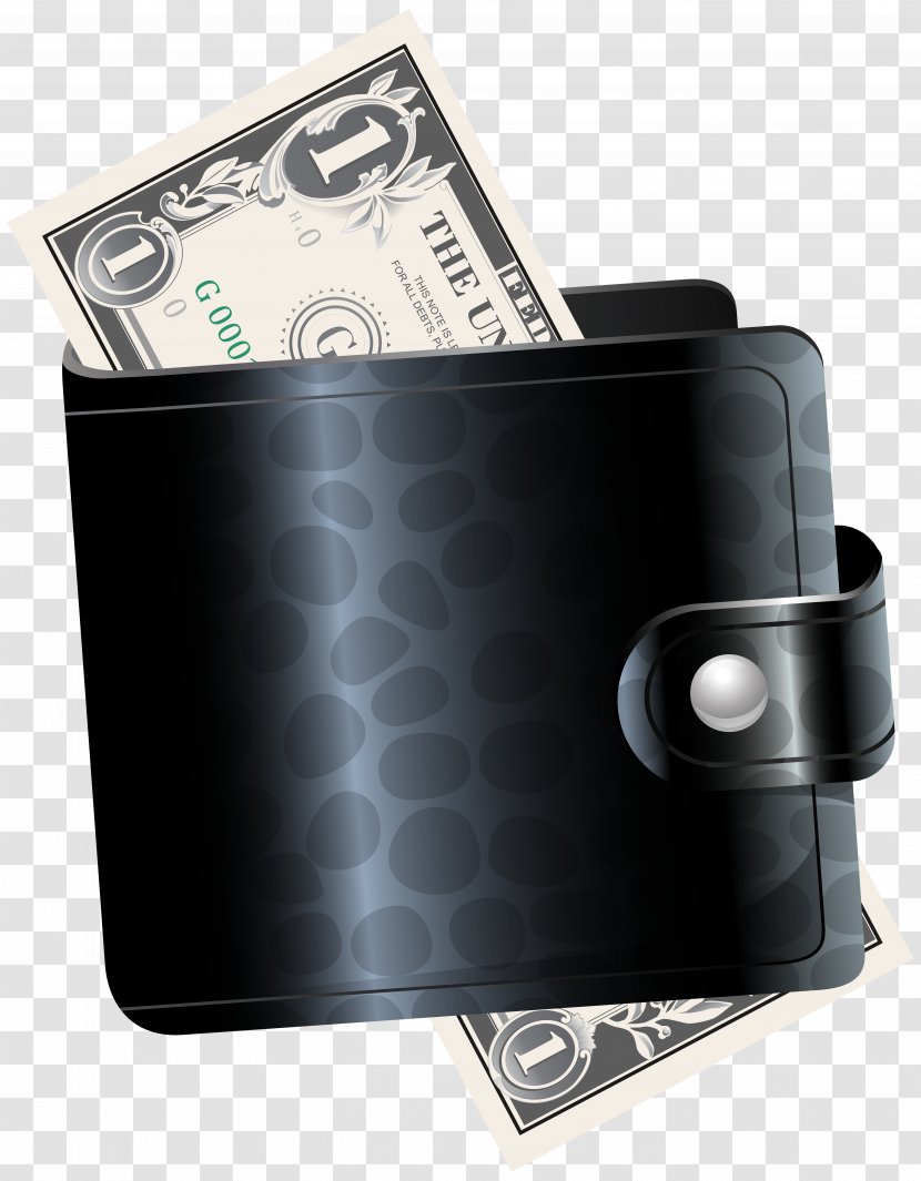 Wallet Handbag Clip Art - Product - Black With One Dollar Transparent Image Transparent PNG