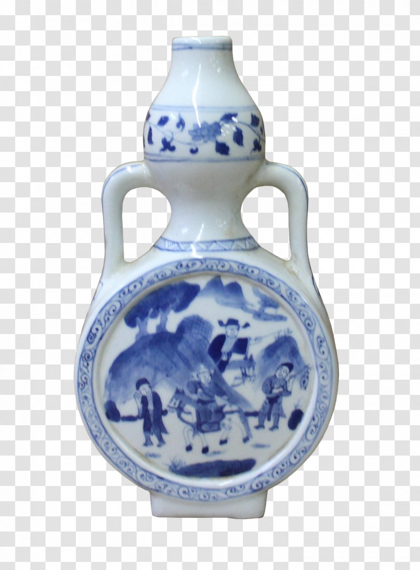 Vase Blue And White Pottery Porcelain Ceramic Gourd - Bowl Transparent PNG