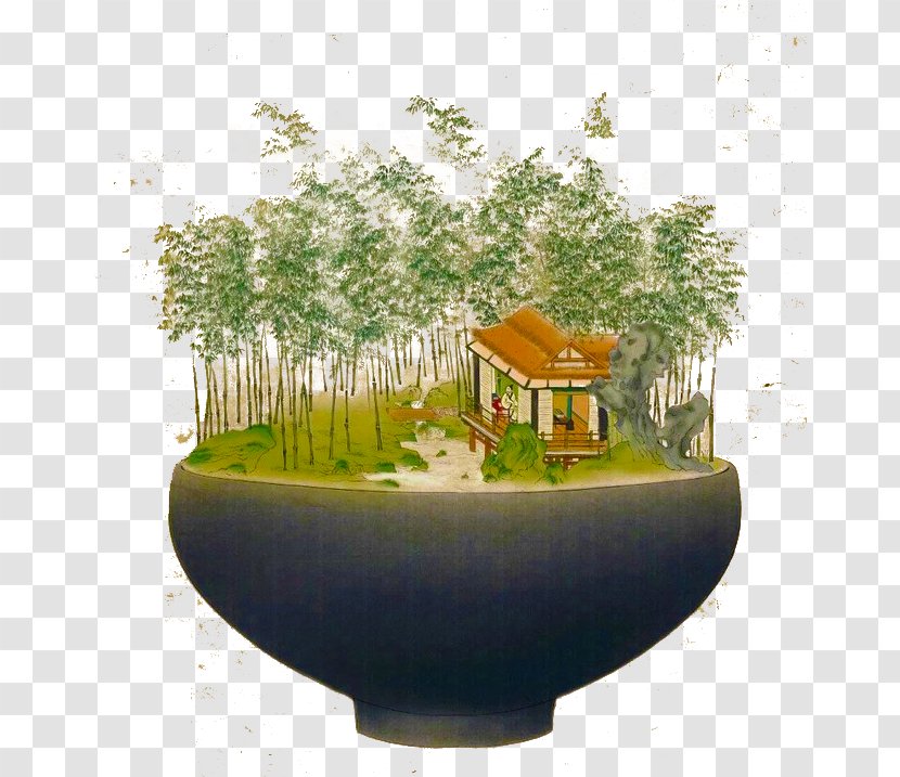 Ink Wash Painting Gongbi Shan Shui Chinese Illustration - Illustrator - Cabin In The Woods Transparent PNG