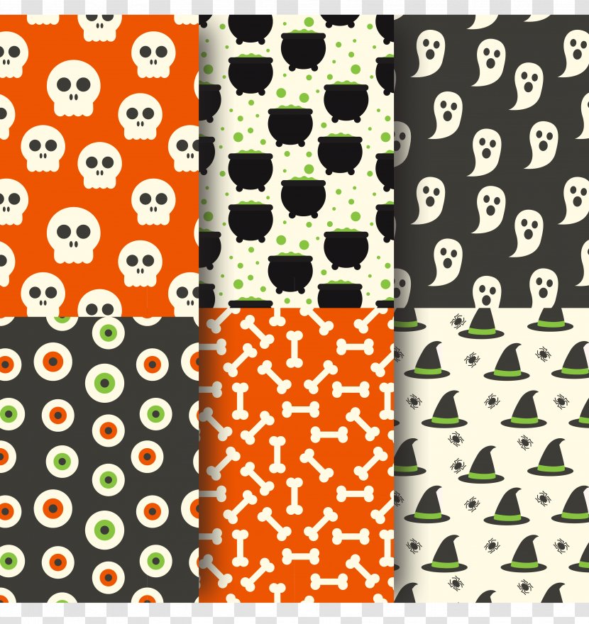 Halloween Jack-o'-lantern Textile Pattern - Polka Dot - Cute Seamless Background Vector Transparent PNG