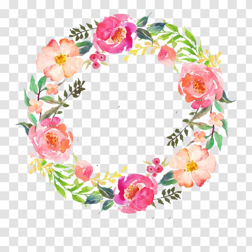 Watercolour Flowers Wreath Watercolor Painting Garland - Wedding - Flower Transparent PNG