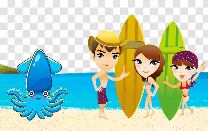 Surfing Illustration - Cartoon - Beach Play Transparent PNG