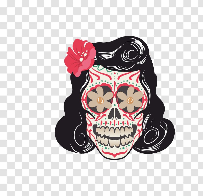 Mexico Skull And Crossbones Paper Day Of The Dead Sticker - Death - Mexican Transparent Transparent PNG