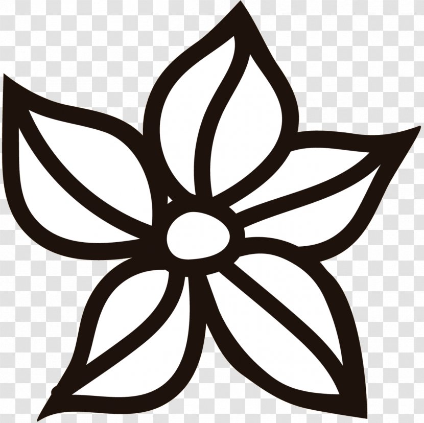 Clip Art Line Black & White - Plant - M Flower Transparent PNG