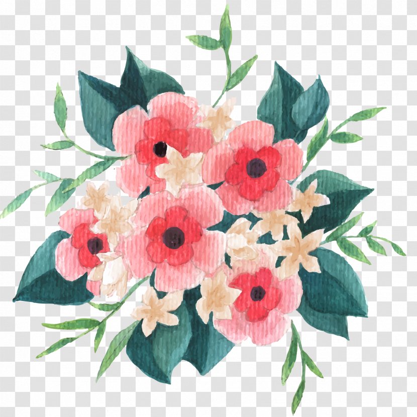 Flower Bouquet Clip Art - Wedding - Painted Pink Water Vector Material Transparent PNG